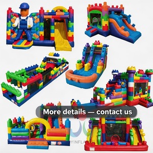 Combo de <span class=keywords><strong>Castillo</strong></span> Inflable Gigante Multicolor <span class=keywords><strong>con</strong></span> Toboganes de Bloques de Construcción, Pista de Obstáculos y Zona de Salto Central <span class=keywords><strong>con</strong></span> Toboganes de Doble Cara - Product Image 6