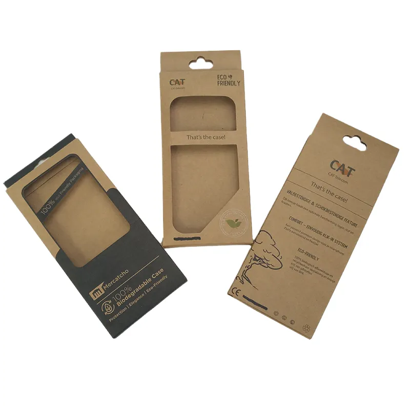 Biodegradable Kraft Paper Boxes Mobile Phone Case Mobile Phone Accessories Earrings Necklaces Jewelry Packaging Display Box