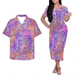 تصميم صيفي حفلة موسيقية هاواي قميص قبالة الكتف له و لها ملابس مطابقة البولينيزية القبلية الساموانية الفيجية المخصصة - Product Image 3