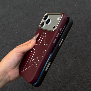 เคสโทรศัพท์มือถือหนัง PU ลายดาวห้าแฉกโลหะ สำหรับ iPhone 18 15 16 17 Pro Max ป้องกันการกระแทก - Product Image 4