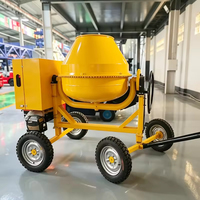 Bétonnière portable à moteur diesel HANGTONG CM350/400/500/700, 400L, 6HP, 4 roues, tambour inclinable, 6M/H, garantie de 3 mois