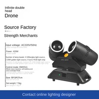 Projecteur de scène à double tête 420W Sharpy Beam avec anneaux LED RGBW, contrôle DMX RDM pour discothèque, bar, événement, concert