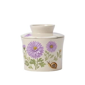 Plat à beurre en céramique sur le thème de l'escargot de chrysanthème rose pour un <span class=keywords><strong>d</strong></span>écor de cuisine élégant et rustique pour un pot de rangement en céramique - Product Image 6