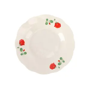 便宜的 7 “晚餐套装陶瓷餐具贴花深白色汤盘