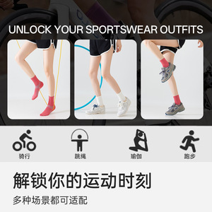 Women's Athletic Socks Cotton Breathable Running Shock Absorbing Non Slip Color Blocking Light Green Pink White Blue Purple - Product Image 5