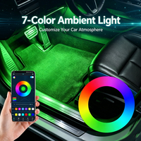 Lumière d'ambiance RGB pour l'espace des pieds de la voiture, contrôlée par application 12V, rythme musical, flexible, universelle, décoration intérieure de voiture, éclairage néon d'ambiance