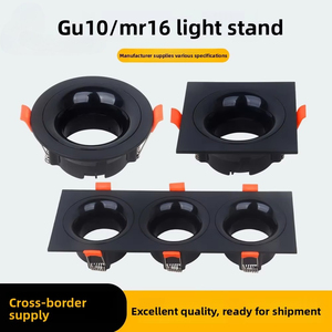 Nouveau support de projecteur LED rond noir MR16/GU10 avec anneau de fixation pour centres commerciaux et restaurants - Product Image 2