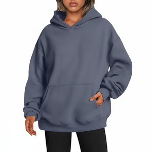 OEM venta al por mayor Casual Otoño Invierno negro Color sólido vendaje manga larga de gran tamaño recortada Sudadera con capucha de las mujeres de alta calidad para las señoras - Product Image 1