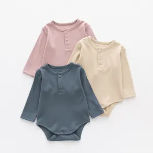 OEM Custom Baby Clothes Summer Bamboo Ribbed Baby Romper Jumpsuits Short Sleeve Newborn Toddler One Piece Full Long Sleeve