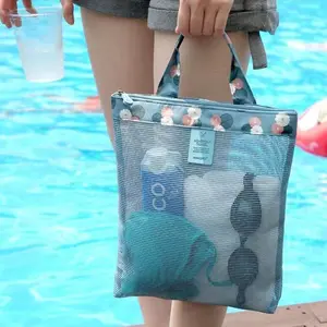Factory Custom Beach Bag waterproof sports mesh tote Bag M L sizes picnic storage bag for travel outdoor