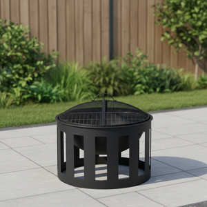 Brasero portable d'extérieur avec écran anti-étincelles, en fer robuste, pour brûler du bois, idéal pour la terrasse, le camping, les barbecues et les feux de camp - Product Image 3