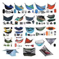 Hamac portable et durable pour 2 personnes avec sangles respectueuses des arbres - Équipement de camping en tissu parachute pliable, capacité 150 kg