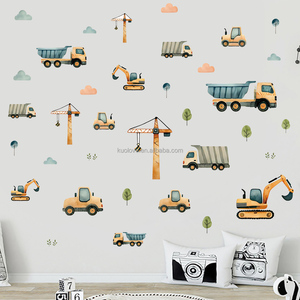 Escavatore giocattolo ingegneria cartoni animati adesivi da parete camera del ragazzo decorazione scuola materna PVC carta da parati autoadesivi - Product Image 2