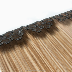 Extensiones de Cabello Humano con Clip, Color Ombre Marrón Rubio, Cabello Remy, Doble Trama a Máquina, Puntas Completas - Product Image 1