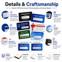 Cartes-cadeaux personnalisées en papier couleur pleine, argentées, à gratter, avec code caché, pour la promotion des entreprises