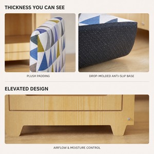 Hamac pour chat à deux étages, meuble pour chat en bois de pin, hamac suspendu en toile, cachette pour chats - Product Image 3