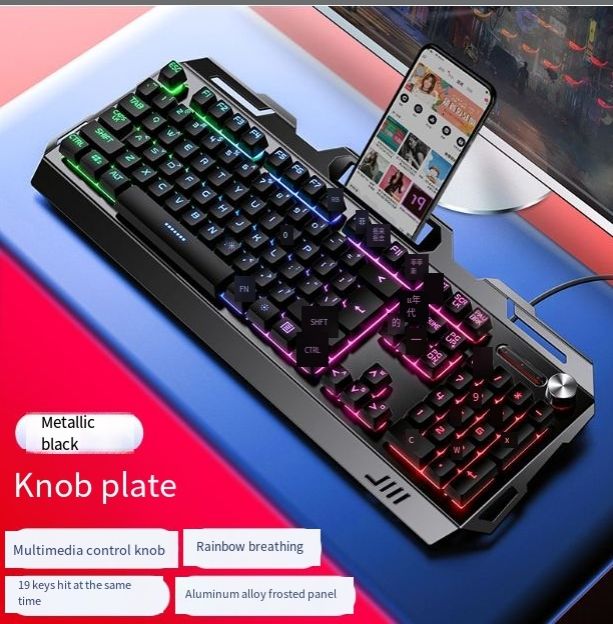 Lumière mixte noire-Bouton en métal