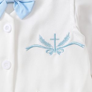 Combinaison bébé garçon avec logo, 0-12 mois, ensemble de baptême personnalisé, motif de point de croix - Product Image 4