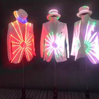 Светодиодный костюм RGB для взрослых унисекс, светящаяся танцевальная одежда из полиэстера для выступлений на сцене, ночных клубов, баров, вечеринок, праздничных украшений