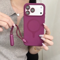 Coque de téléphone portable magnétique en silicone de haute qualité avec béquille pour iPhone 18 17 16 15 Pro Max, protection d'objectif couleur unie, coque arrière