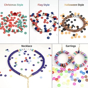 6000個24色フラットラウンドポリマークレイビーズ平石ビーズペンダントチャームキットジュエリーメイキングキットブレスレットネックレス - Product Image 4