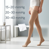 Bas de contention médical pour femmes 20-30 mmHg, bas anti-varices jusqu'au genou avec bande antidérapante en silicone, compression graduée