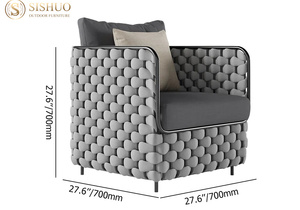 Muebles de ratán para exteriores, aleación de aluminio, protector solar impermeable, Villa creativa, patio, <span class=keywords><strong>terraza</strong></span>, venta de sofá de cuerda tejida para exteriores - Product Image 5