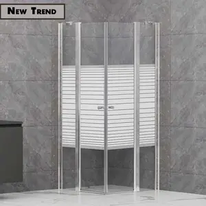 Venta al por mayor directa simple barato cubículo media redonda neo ángulo cabina de ducha con lugar interior