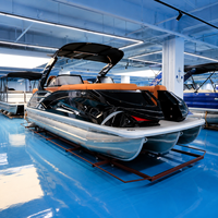 Bateau ponton en aluminium de 22 pieds - Tri-Toon 12 places avec auvent Bimini, moteur hors-bord, certifié CE, remorque en option, pour croisière de loisirs