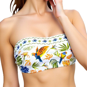 Haut de bikini bandeau floral double couche pour femme, nouvelle tenue de plage d'été pour femme, maillot de bain une pièce - Product Image 3