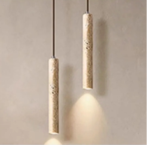 <span class=keywords><strong>Suspension</strong></span> cylindrique en pierre de travertin style Wabi Sabi japonais, design simple en forme de tube, <span class=keywords><strong>pour</strong></span> restaurant et bar - Product Image 1