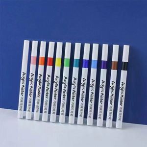 Nouveaux marqueurs de peinture acrylique à base d'eau, 12 couleurs, pointe moyenne, pour verre, pierre et sac - Product Image 2