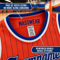 Ensemble d'uniformes de basketball pour enfants, maillot personnalisé en mesh respirant à rayures orange, coupe athlétique pour garçons, ligue junior, vente en gros pour équipes