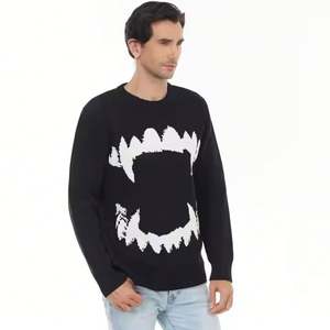 Custom <b>Men's</b> Winter Sweater with Jacquard <b>Pattern</b> 100% Cotton <b>Jumper</b> Crew Neck Pullover with OEM/ODM LOGO - Product Image 3