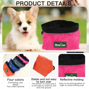 Fabrika toptan özel Logo seyahat taşınabilir katlanabilir tuval evcil köpek maması kase - Product Image 3
