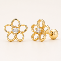 Boucles d'oreilles clous Muweike en argent sterling 925 vermeil avec zircon, motif floral, élégantes pour femme, bijoux raffinés