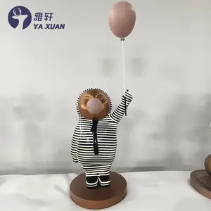 Modern Striped Home Decoration Resin Statue Balloon Man Display Fiberglass Decorative Fiberglass Bear Statue