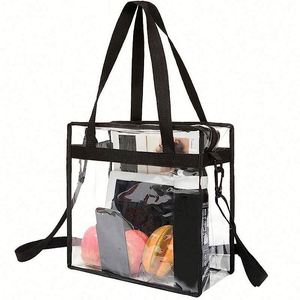 Bolsa de Mano Transparente Grande y Elegante Personalizada, Bolsa de Hombro de PVC Transparente con Impresión de Letras, Bolsa de Playa, Bolsa de Viaje, Bolsa de Compras para Mujer - Product Image 3