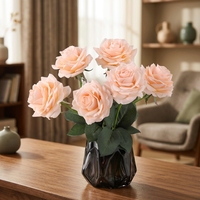 Rose 3D personnalisée au toucher réel avec revêtement réaliste au toucher, fleurs artificielles réalistes pour les arrangements floraux de mariage
