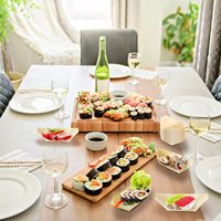 Assiettes jetables en bois en forme de bateau de 1000 pièces, 4 pouces (10,2 cm), assiettes en bambou, assiettes jetables en feuille de bambou pour sushi, plateaux de service