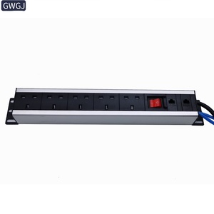 Prise de bureau en alliage d'aluminium Gelongtu, 13A, norme britannique, 4 ports, 2 ports réseau CAT6, interrupteur double niveau - Product Image 2