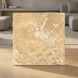Glamour Beige Glazed Vitrified Porcelain Floor Tiles 600x600mm Polished Marble Look for Apartments - Product Image 3