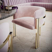 Fauteuils d'appoint de luxe en acier inoxydable doré, meubles en velours, revêtement rond moderne, veiné, accoudoirs pour la salle à manger, pour la maison, l'hôtel