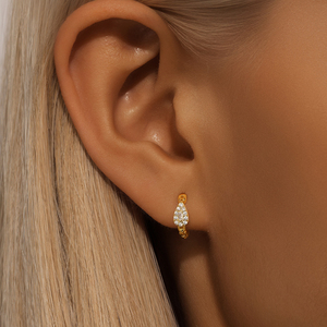CANNER Pendientes de Aro de Plata de Ley 925 con Cadena de Zirconia Cuadrada Geométrica y Pendientes Huggies Retorcidos con Zirconia Marquise en Forma de Gota de Agua - Product Image 3
