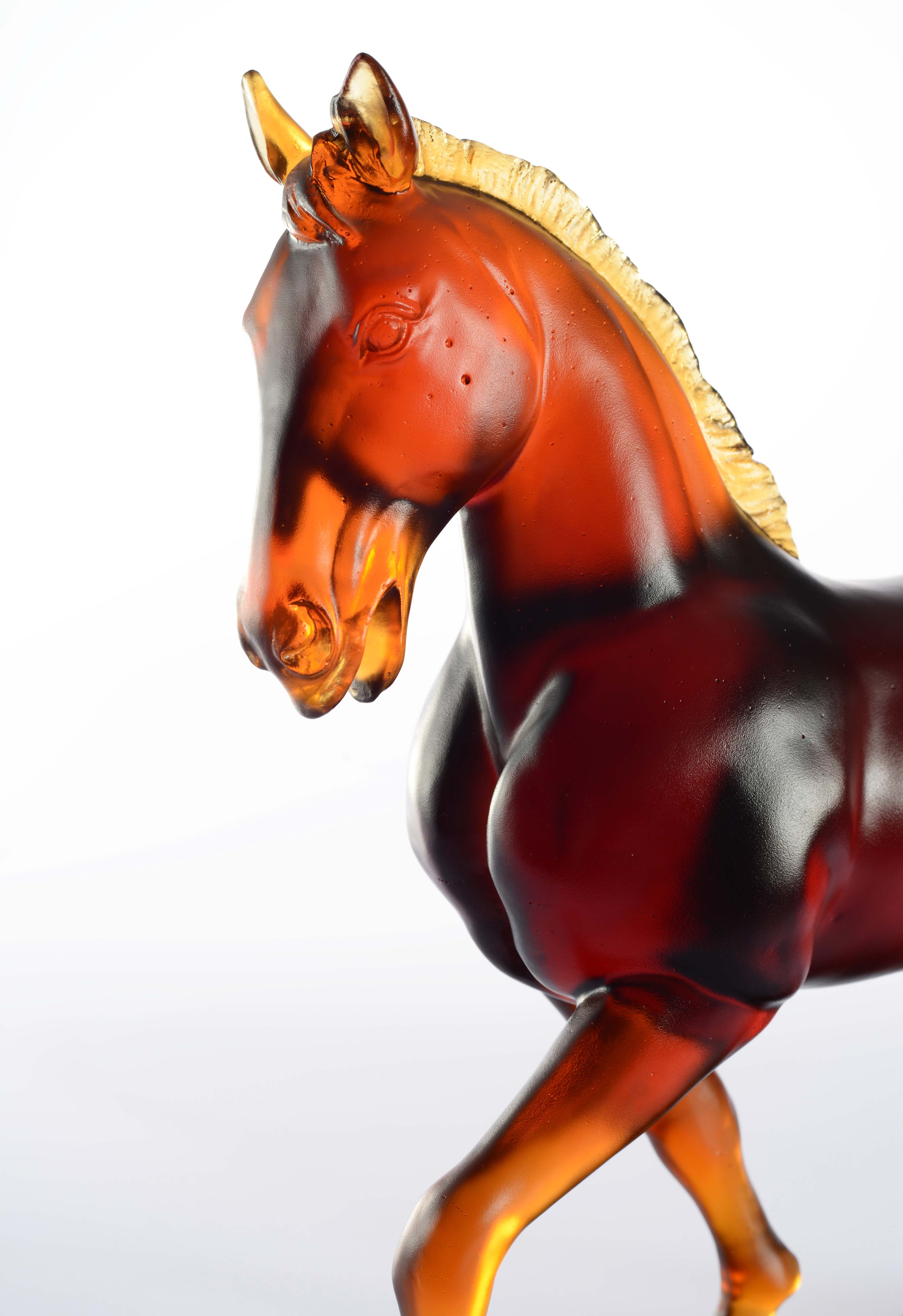 豪华经典琥珀琉璃手工艺术玻璃马办公装饰商务礼品