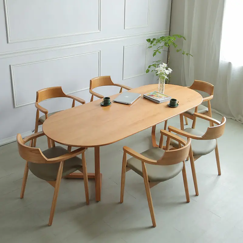 Nordic Design Huis Eetkamer Meubels Massief Hout Ovale Eettafel Moderne Restaurant Meubelsets