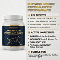 Booster de fertilité canine premium, vitalité et densité du sperme, avec acides aminés et vitamines en poudre pour chiens pères |   OEM/ODM Professionnel