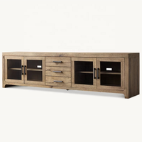 Moderne wohnzimmermöbel braun 4 glastüren 3 schubladen langer fernsehtisch tv-schrank fernsehtisch