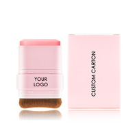 Label privé 10 couleurs végan sans cruauté aux lèvres et aux joues imperméable à l'eau longue durée logo personnalisé bâton de fard à joues crème pigmentée avec pinceau