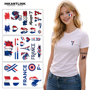 Tatouages Temporaires <span class=keywords><strong>France</strong></span> Coupe du Monde 2026 Autocollants de Supporter de Football Mbappé 7 Coq Gaulois Imperméables Art Corporel 3 Feuilles pour Adultes et Enfants - Product Image 3